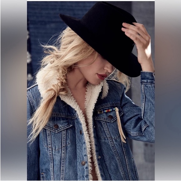 NWOT Free People Clean Slate Felt Adjustable Hat In Color Black Size One Size